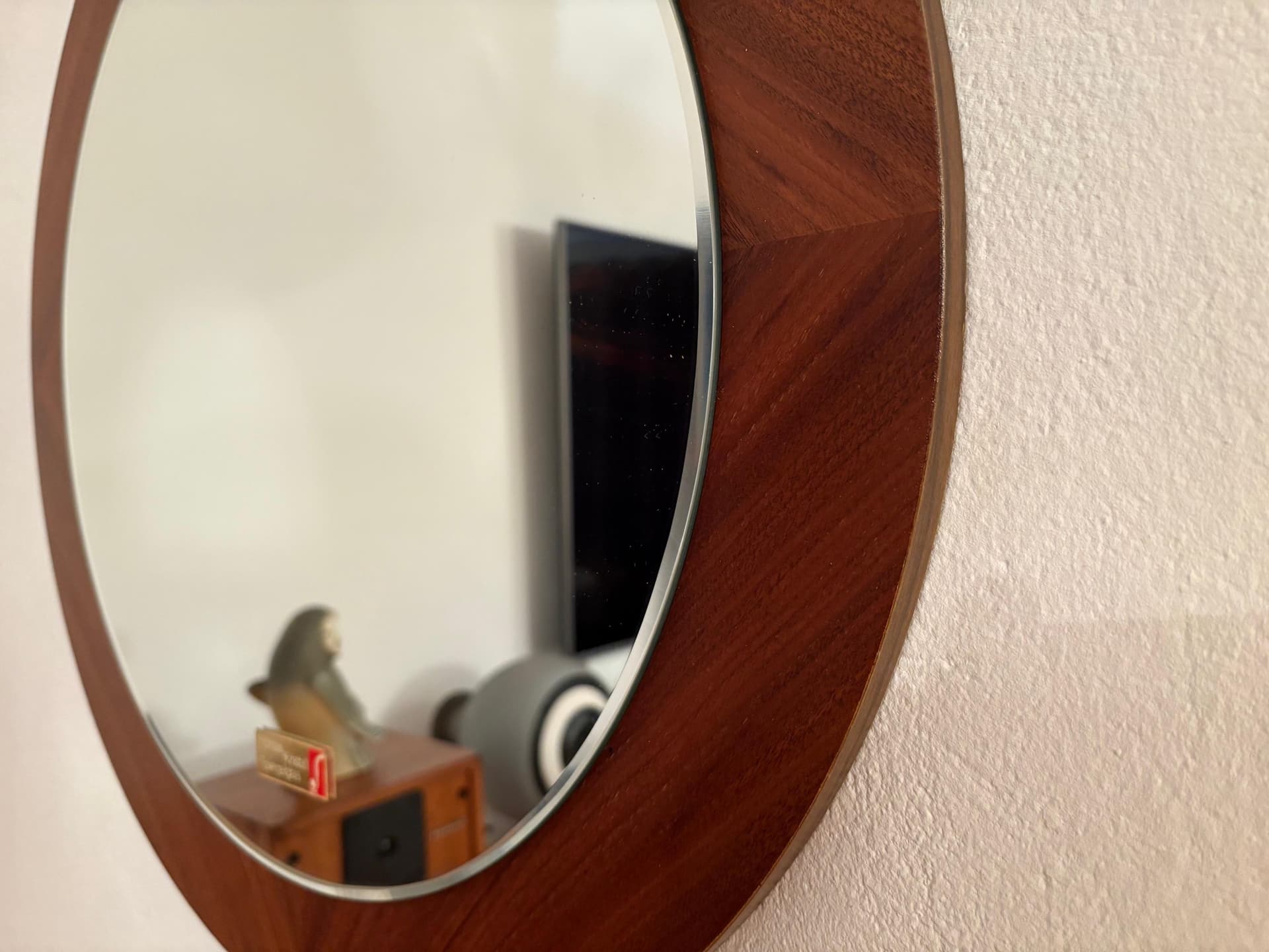 Wall mirror, Scandinavian style, dark brown walnut, Germany, 1960s. - 79503