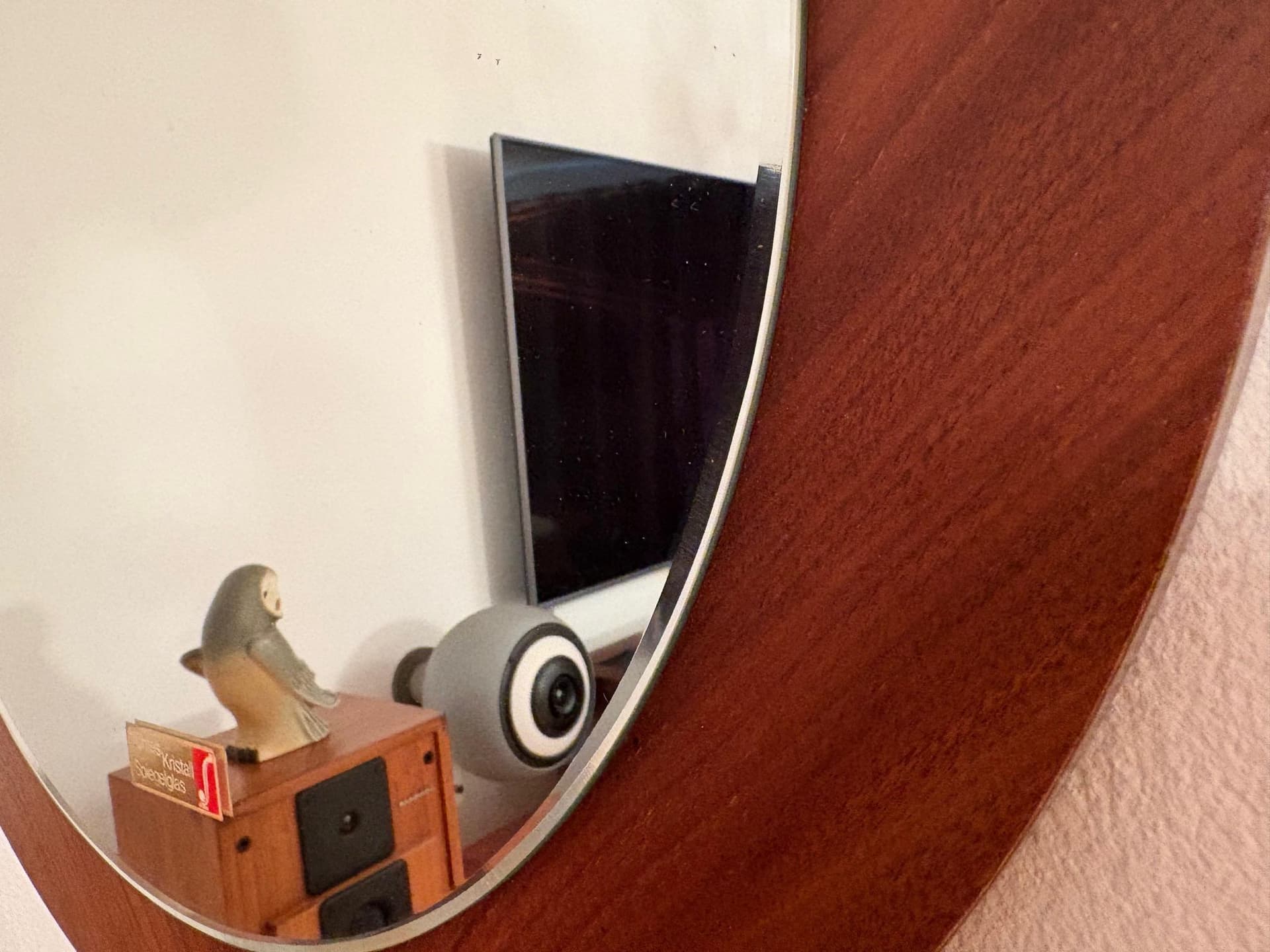 Wall mirror, Scandinavian style, dark brown walnut, Germany, 1960s. - 79509