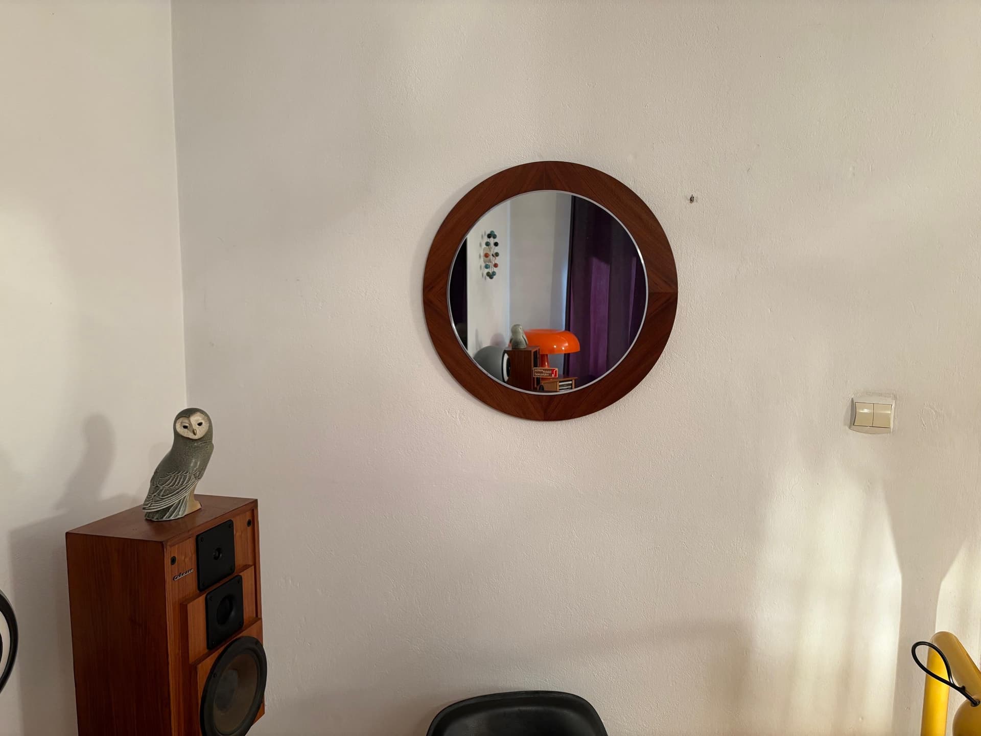 Wall mirror, Scandinavian style, dark brown walnut, Germany, 1960s. - 79507