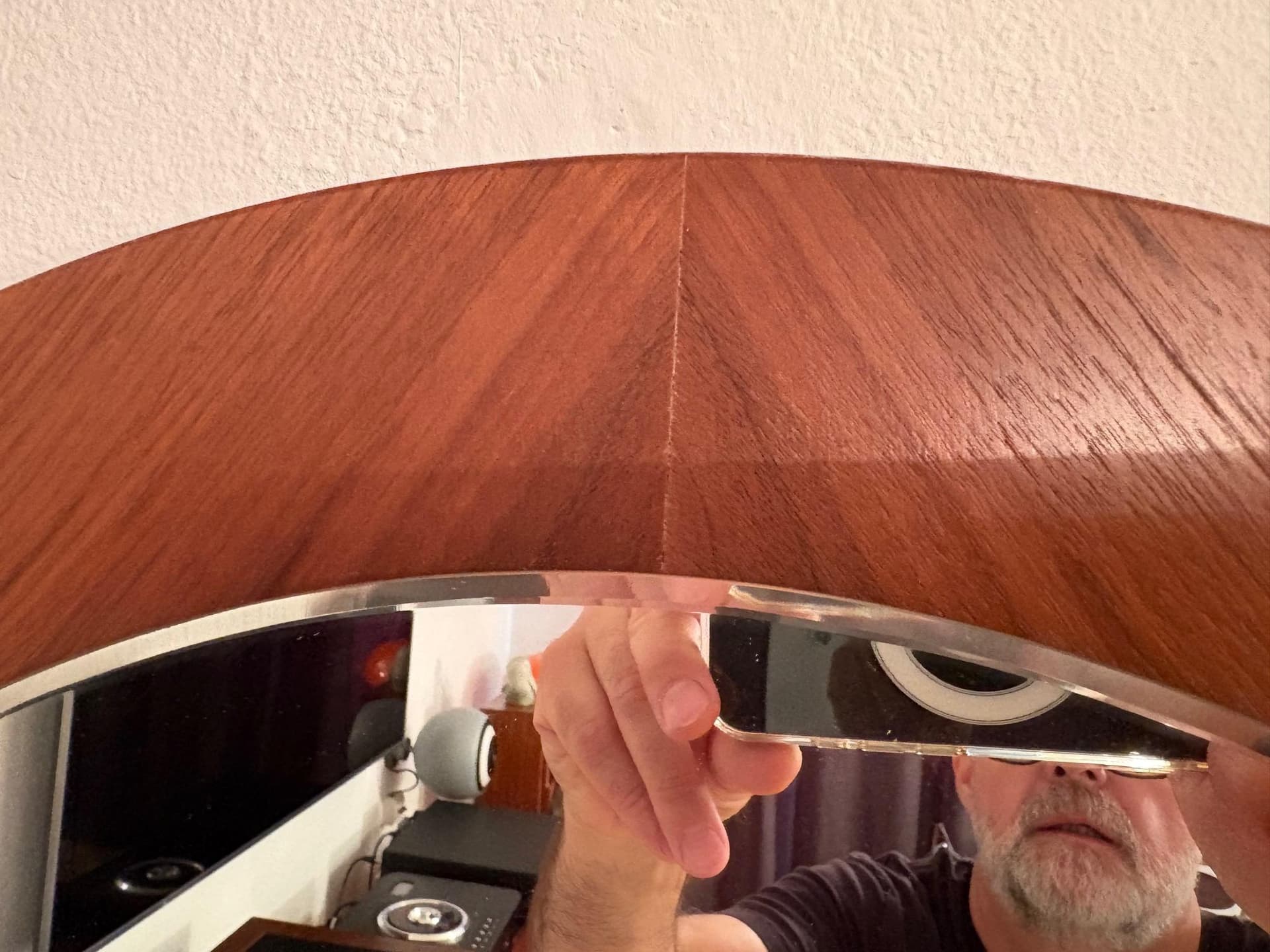 Wall mirror, Scandinavian style, dark brown walnut, Germany, 1960s. - 79508