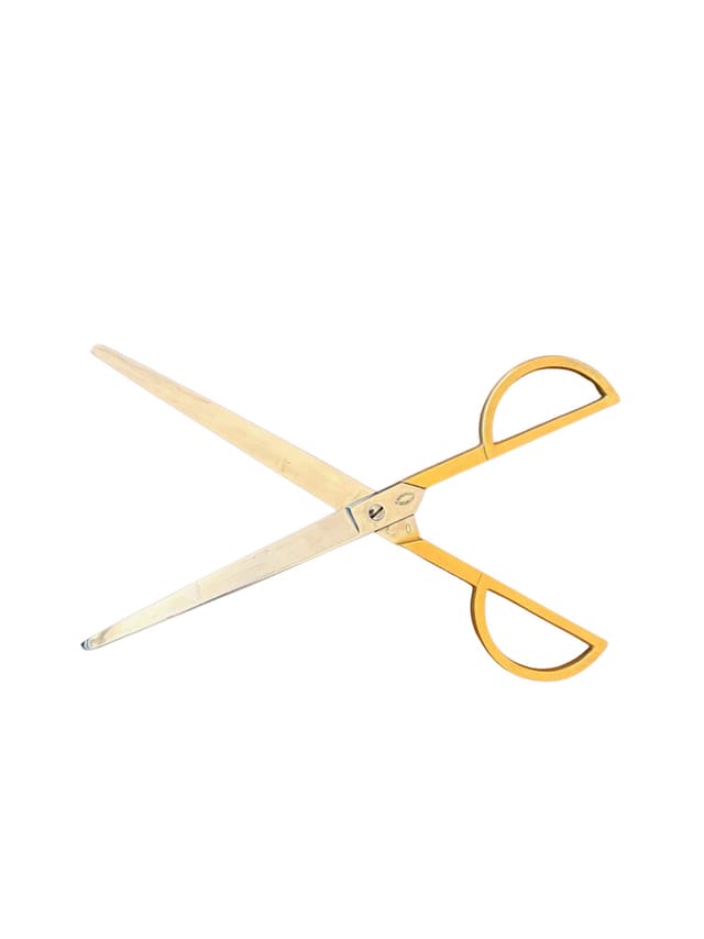 Office scissors, golden metal, Germany, 1960s. - DIMENSION