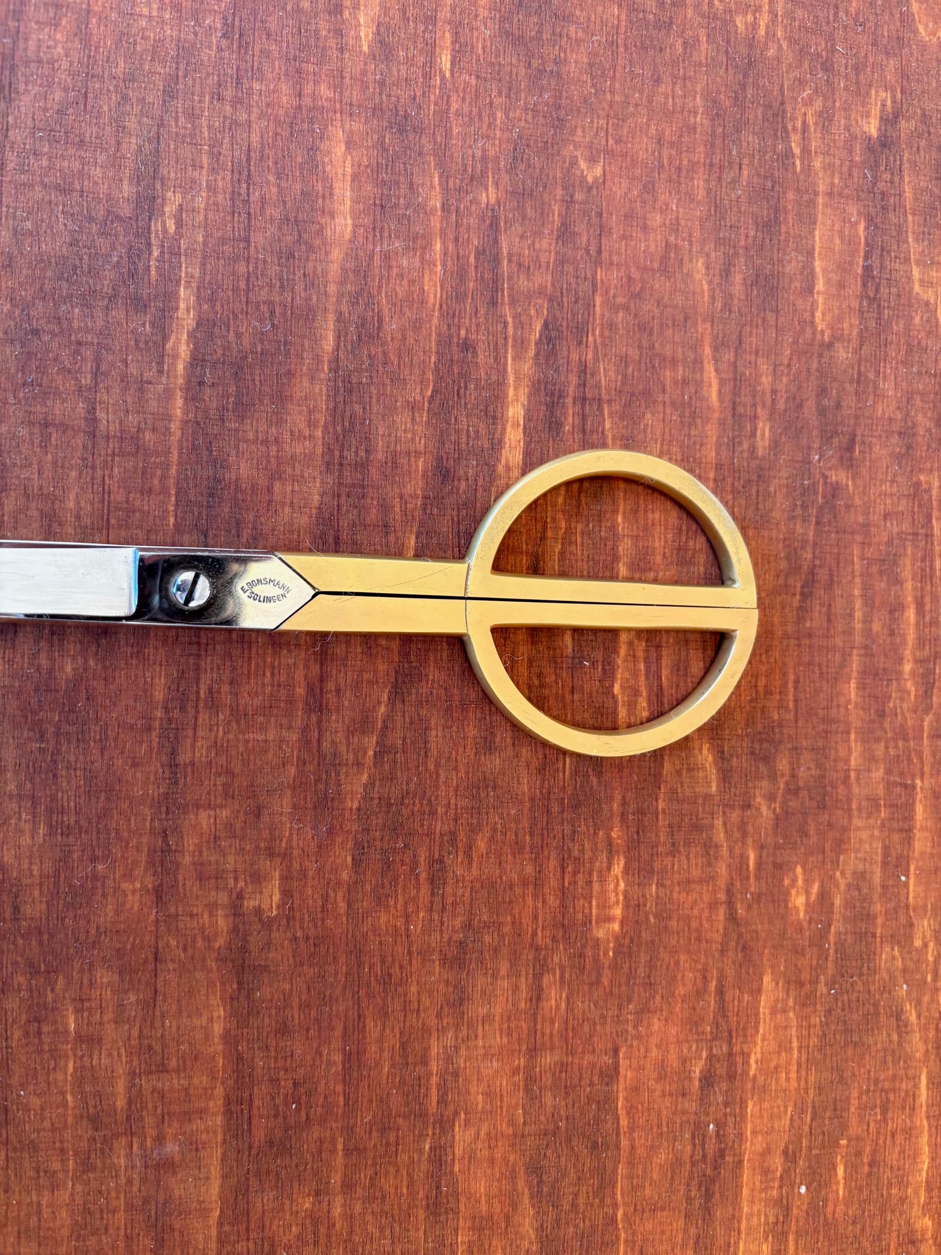 Office scissors, golden metal, Germany, 1960s. - 68496