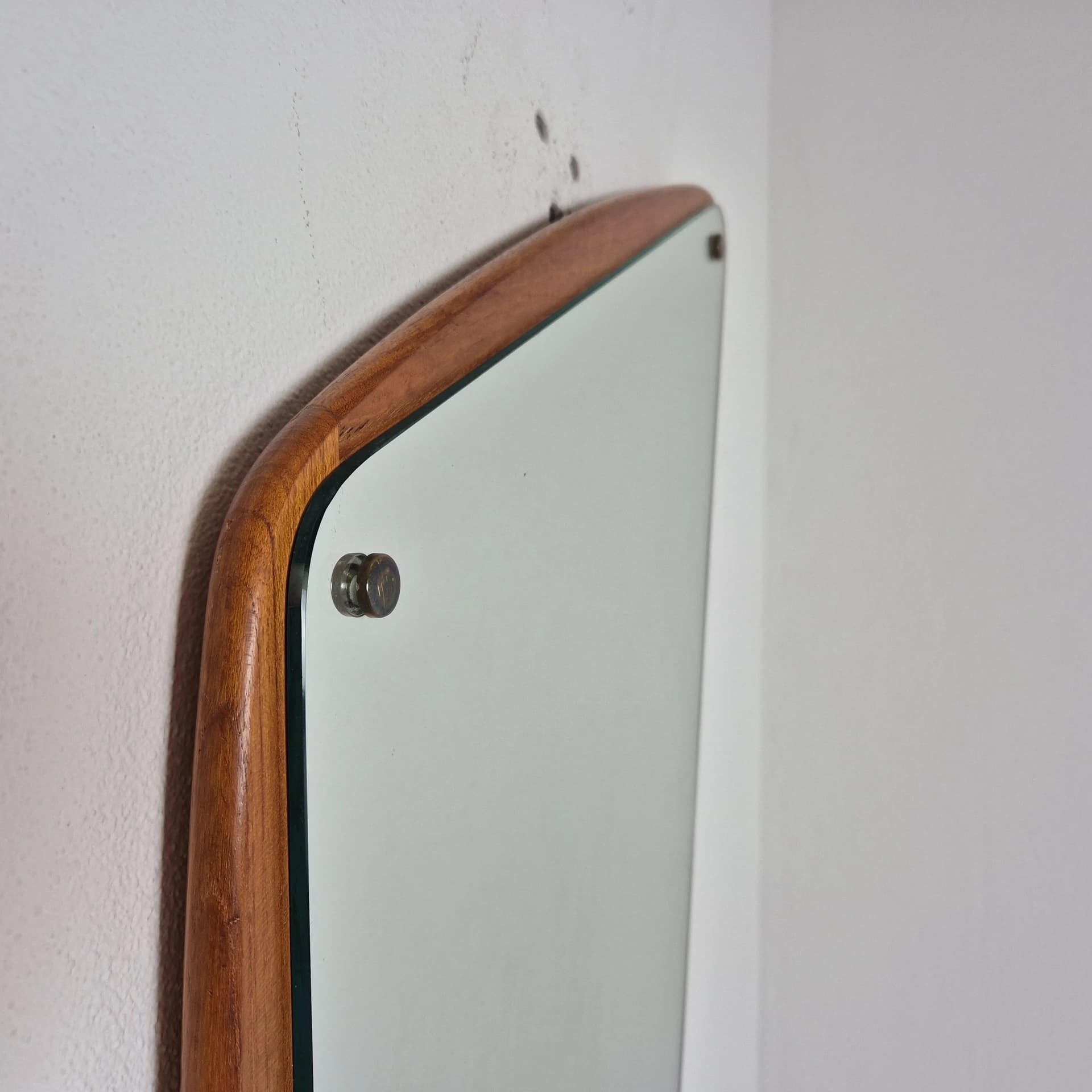 Lustro ścienne asymetryczne, drewno tekowe brązowe, Norwegia, lata 60. - 68537