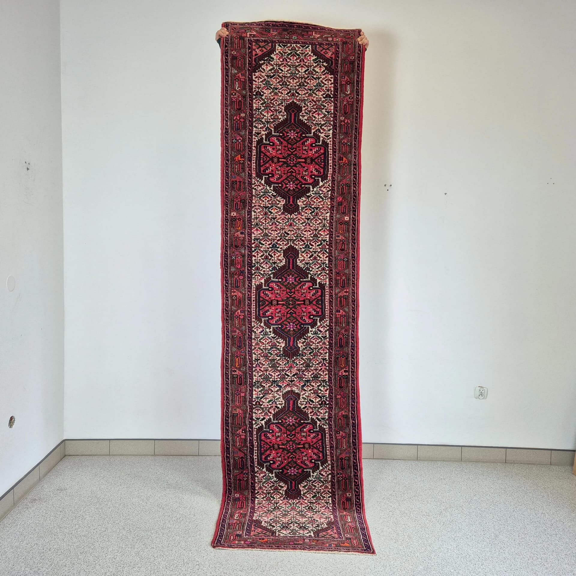 Runner Hamadan 315x80 cm, multicolor, wool, Iran, 1960s. - 68531