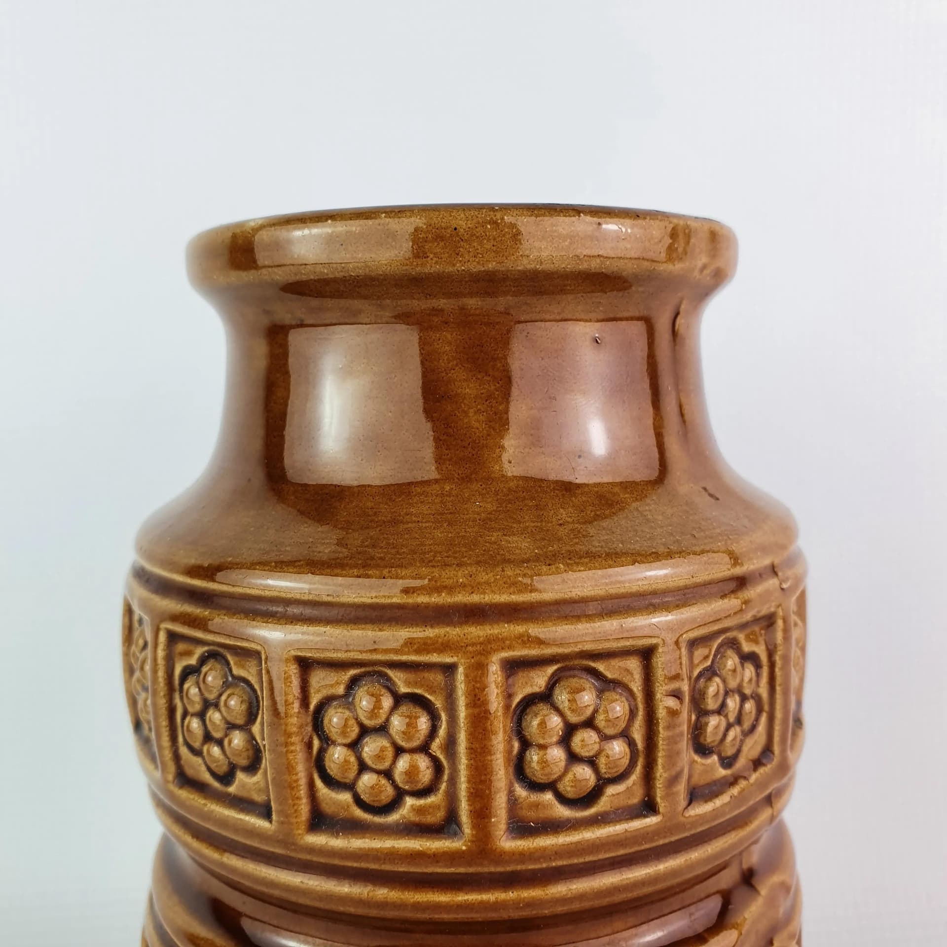 Wazon Alaska, brązowy, ceramika, Scheurich, Niemcy, lata 60. - 68583