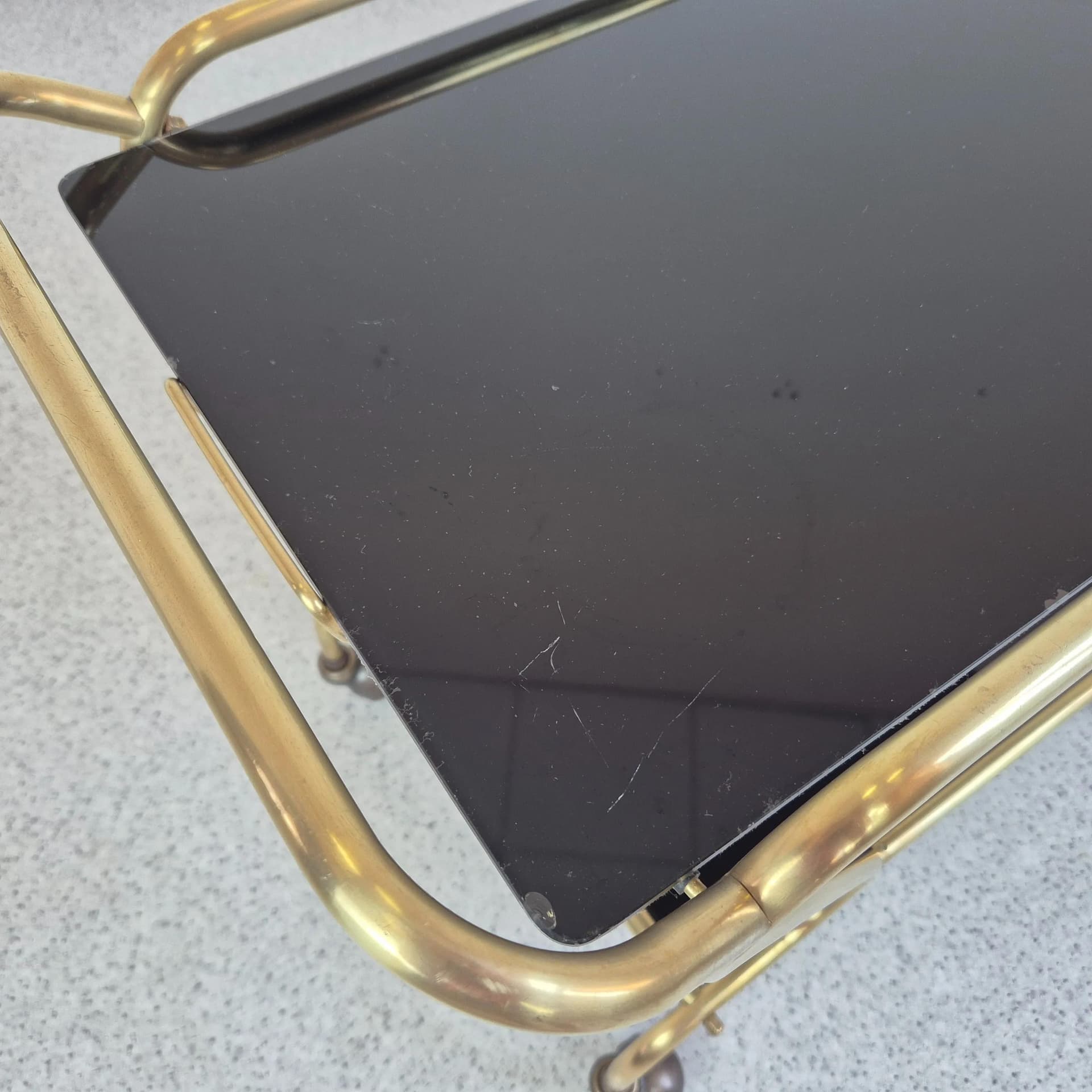 Wózek barowy Rockabilly, mosiądz czarny, Niemcy, lata 60. - 68567