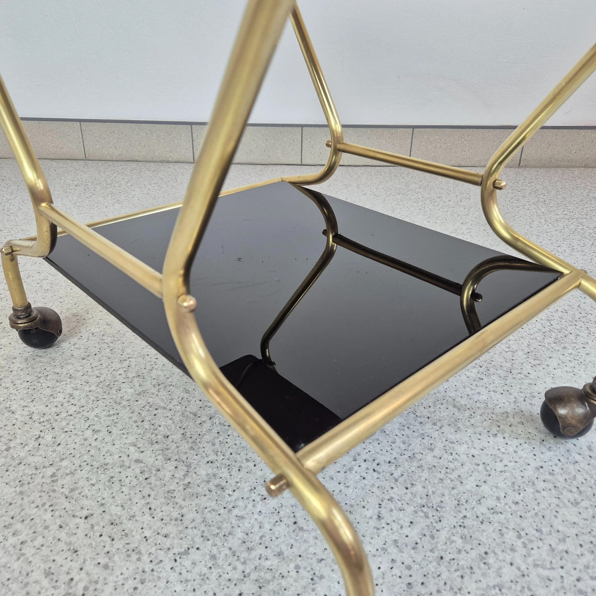 Wózek barowy Rockabilly, mosiądz czarny, Niemcy, lata 60. - 68569