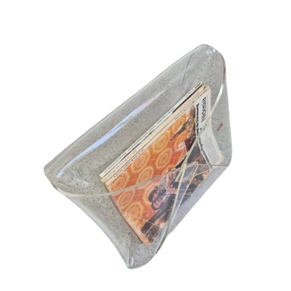 Magazine rack postmodernist, transparent plexiglass, Italy, 1990s.