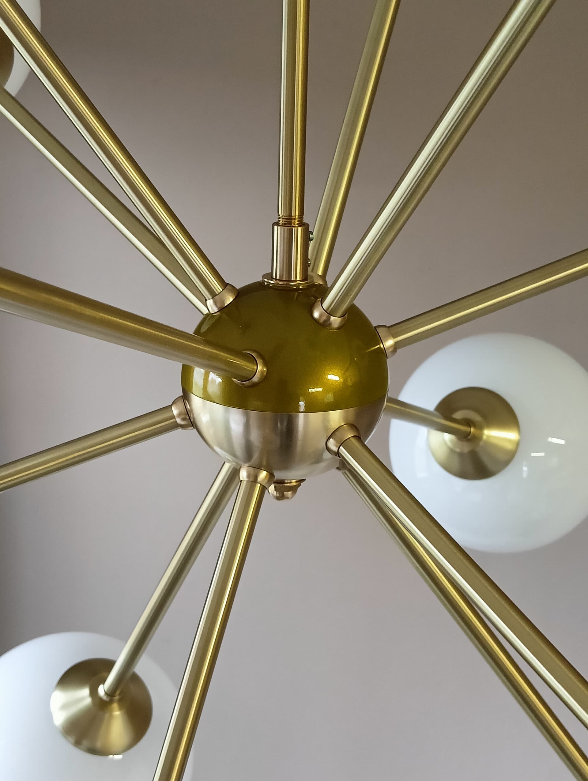 Żyrandol Sputnik, mosiądz, Niemcy, lata 70. - 68588