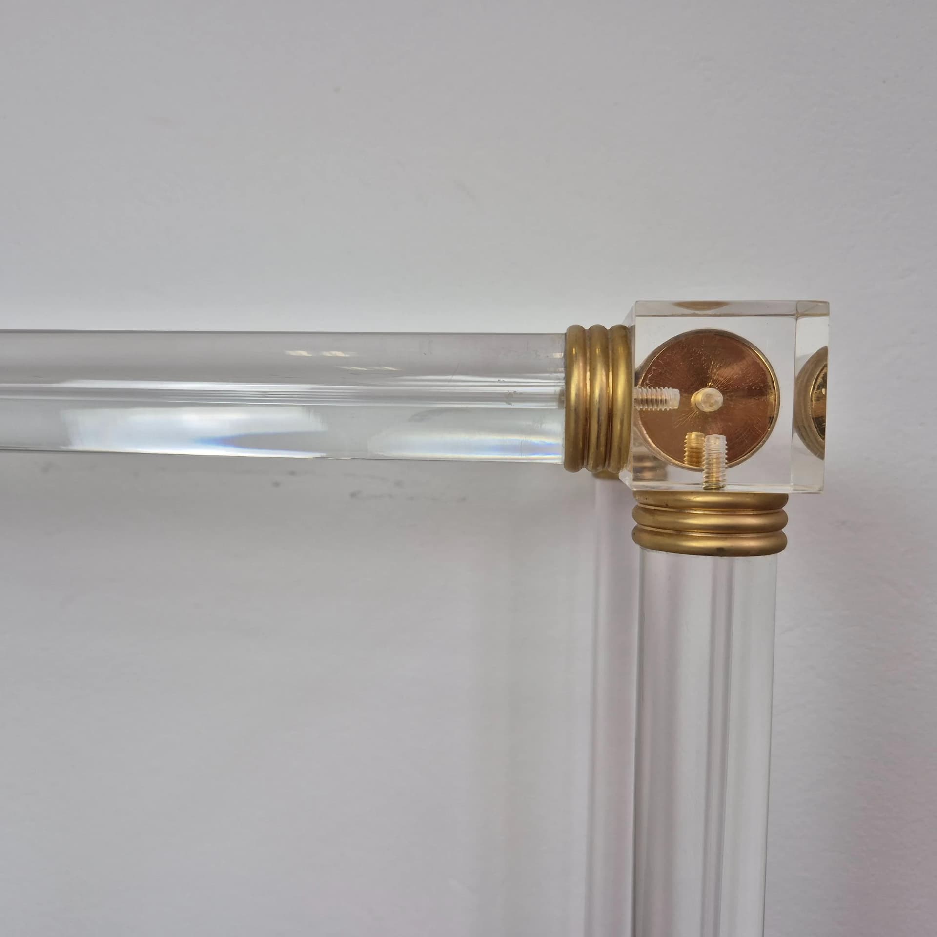 Transparentna akrylowa konsola ze szklanym blatem, Francja, lata 80. - 68741