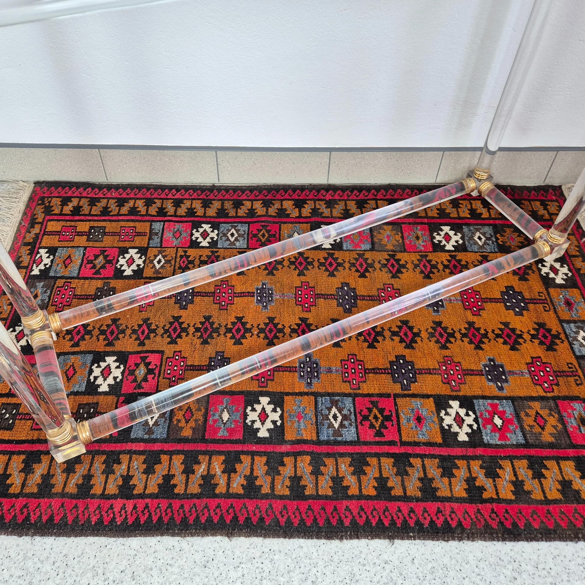 Transparentna akrylowa konsola ze szklanym blatem, Francja, lata 80. - 68746