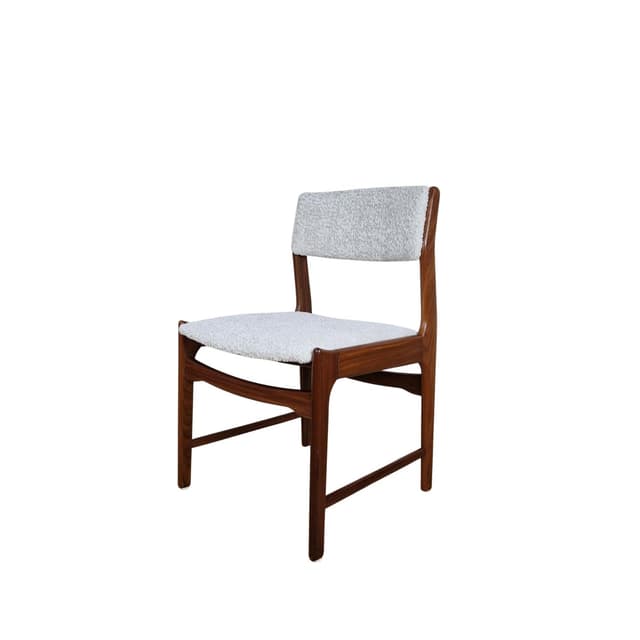 Krzesło, teak brązowy jasny, boucle kremowy, Dania, lata 60. - WYMIARY