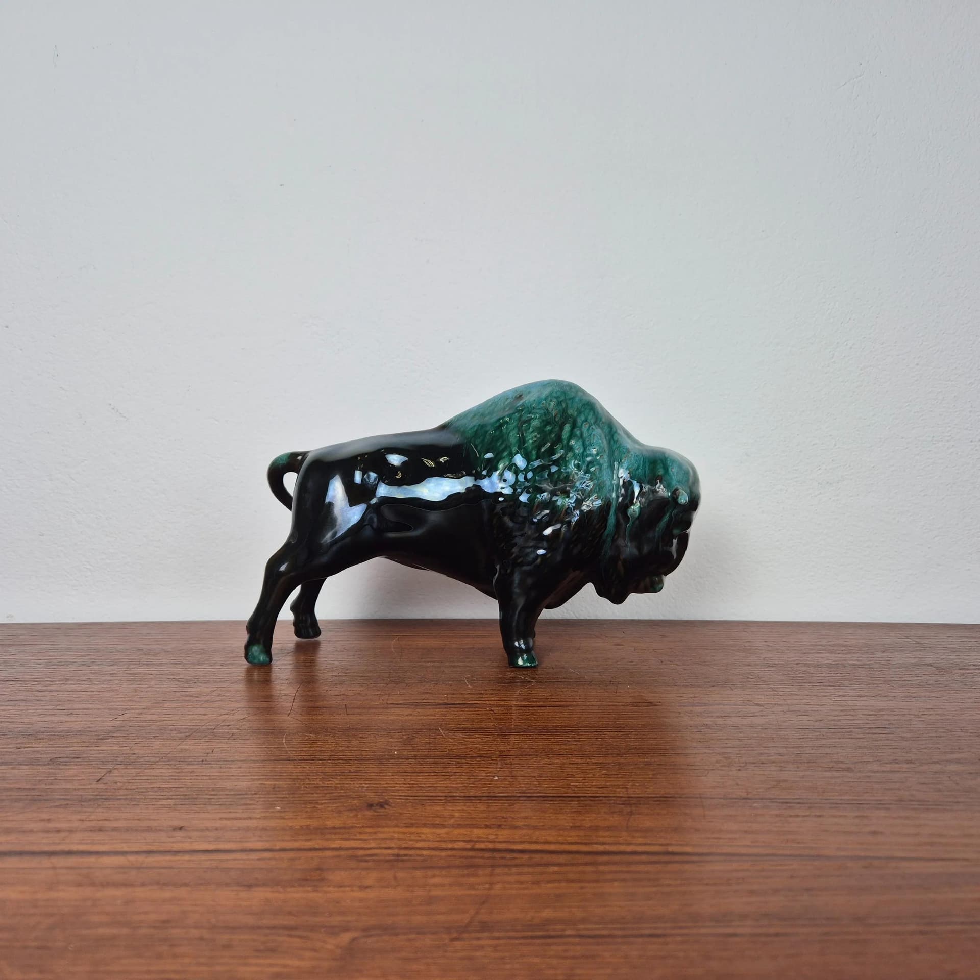 Bison figurine, green ceramics, Blue Mountain Pottery, England, 1960s - 68690