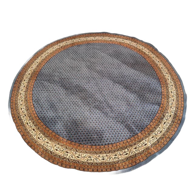 Round rug, navy blue, cashmere wool, Iran, 1960s - DIMENSION