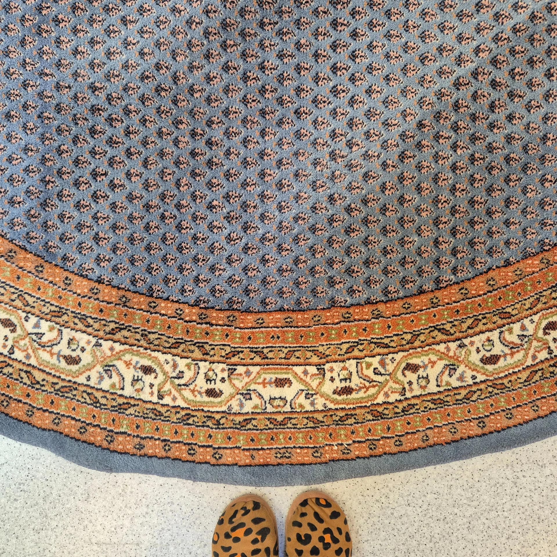 Round rug, navy blue, cashmere wool, Iran, 1960s - 68621