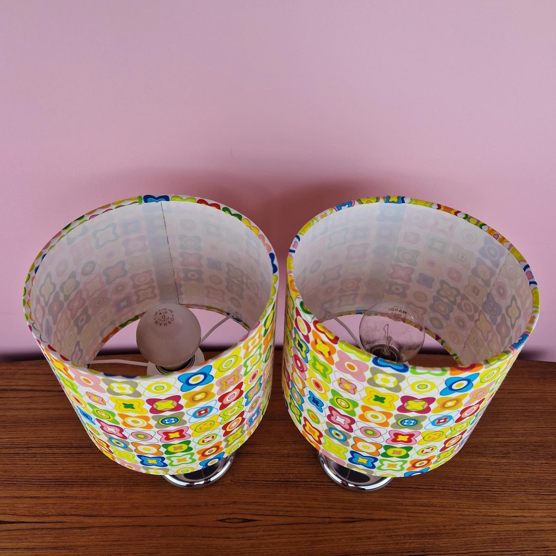 Para lamp stołowych, chrom, multicolor, Kaiser Essen, Niemcy, lata 60. - 69471