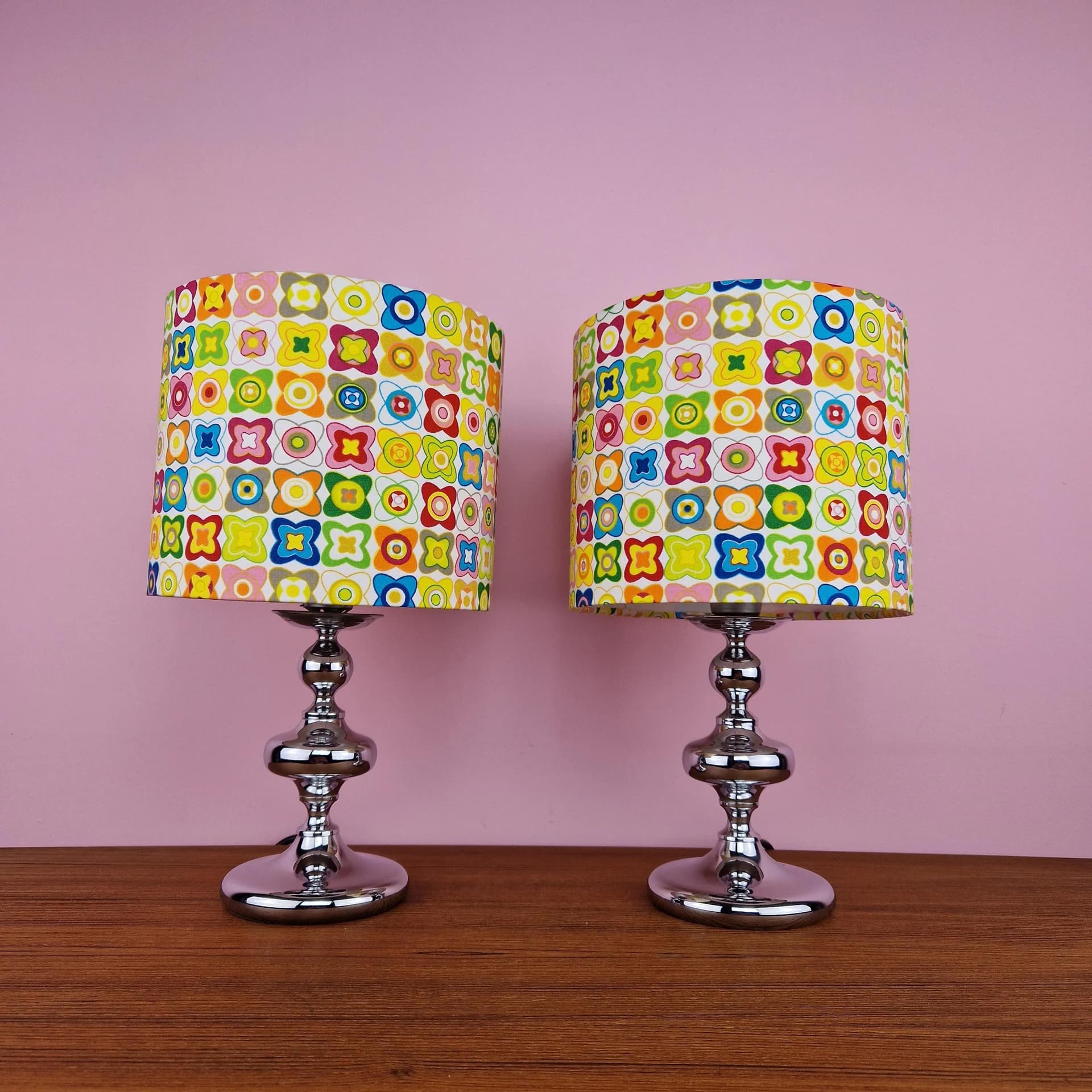 Para lamp stołowych, chrom, multicolor, Kaiser Essen, Niemcy, lata 60. - 69467