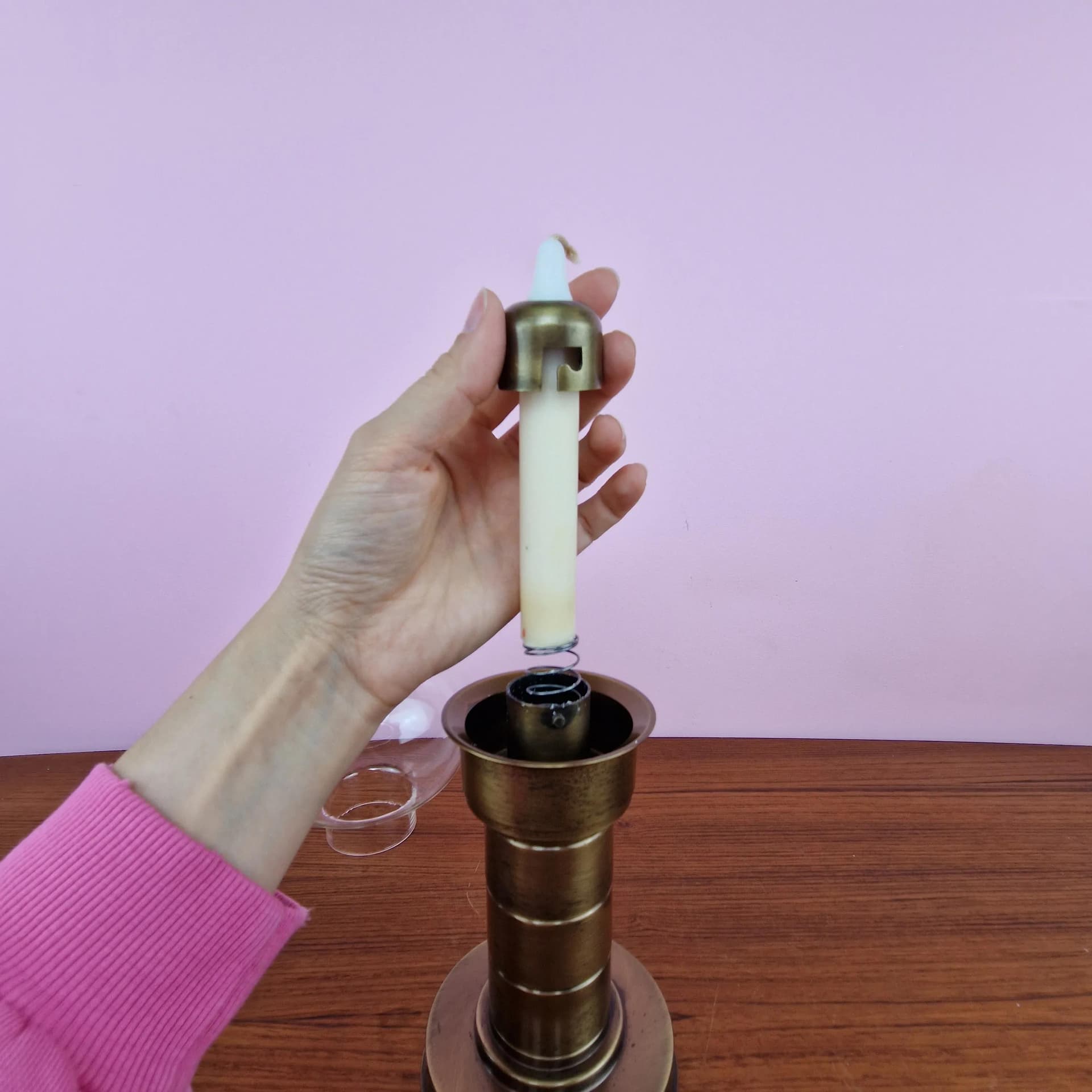 Świecznik Space Age, złoty, metal, Föhl, Niemcy, lata 60. - 69431