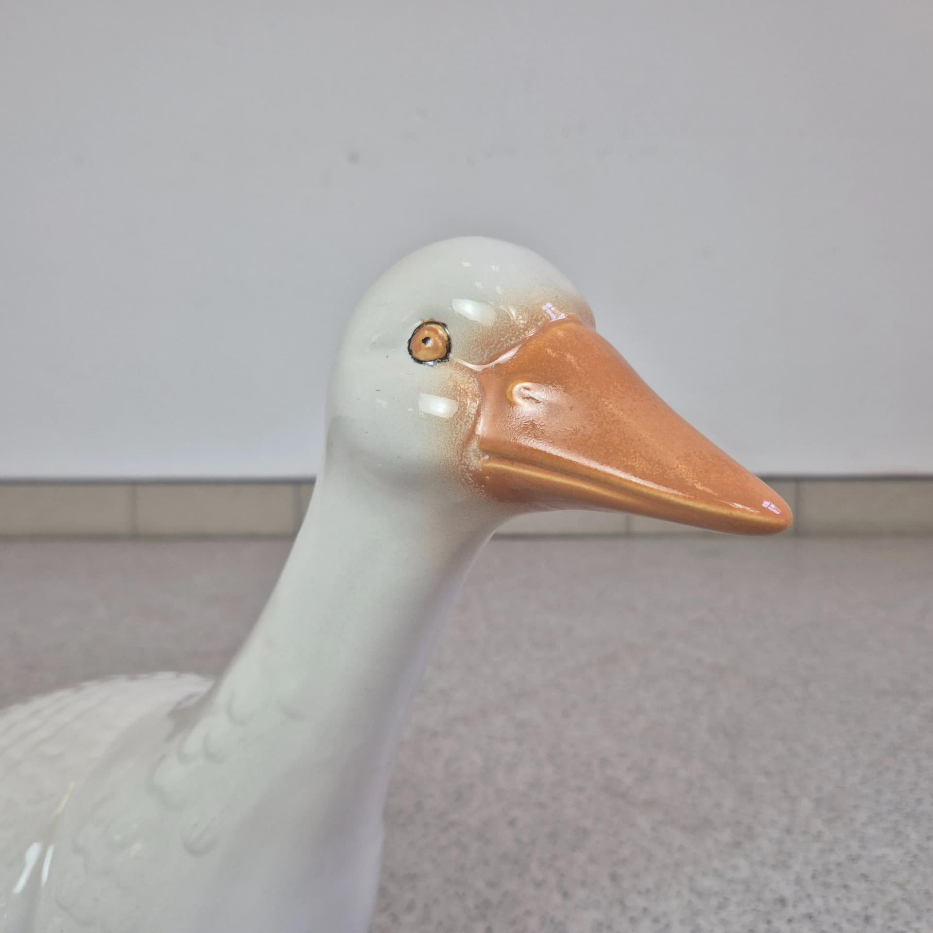 Para figurek gęsi, ceramika ivory white, Niemcy, lata 70. - 69389