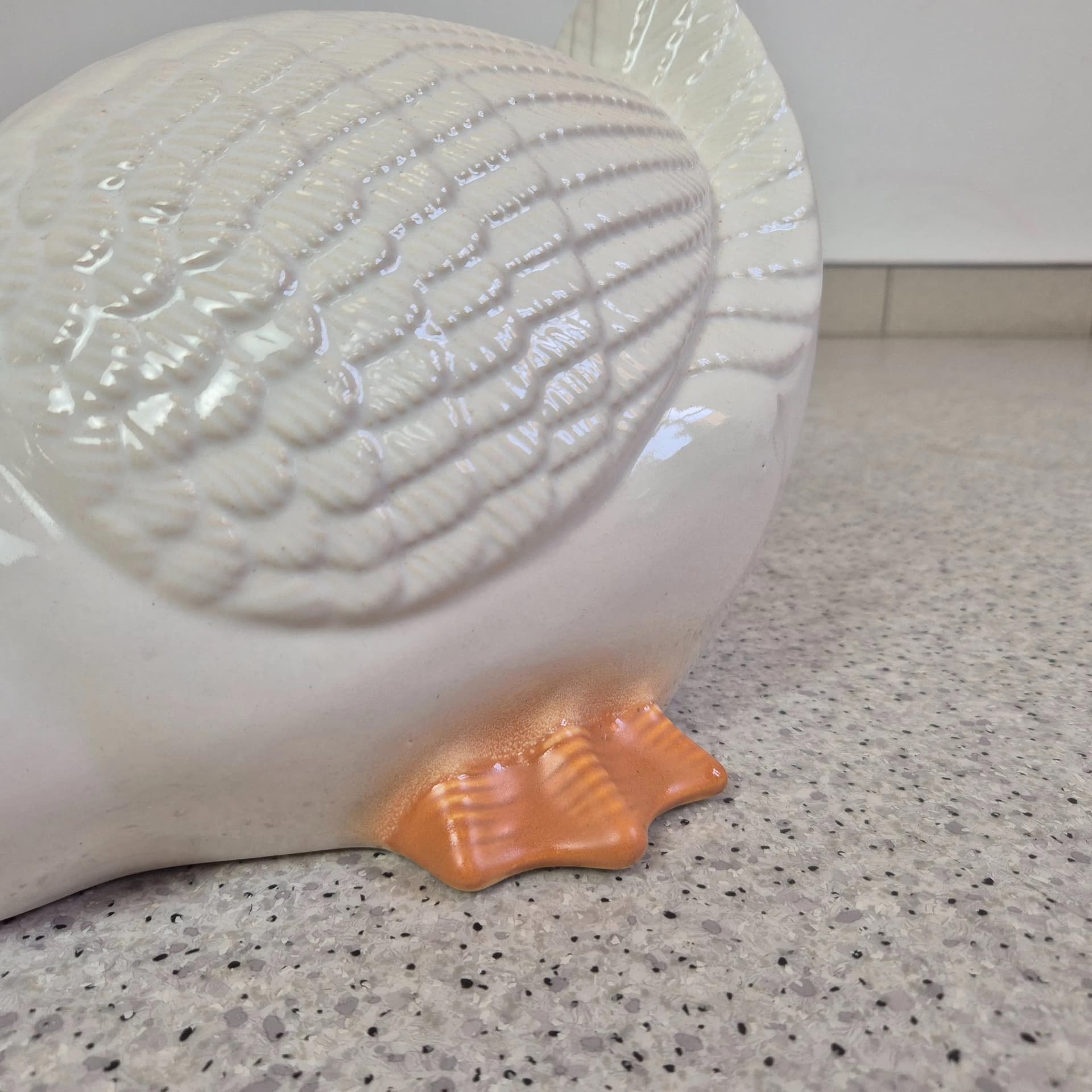 Para figurek gęsi, ceramika ivory white, Niemcy, lata 70. - 69393