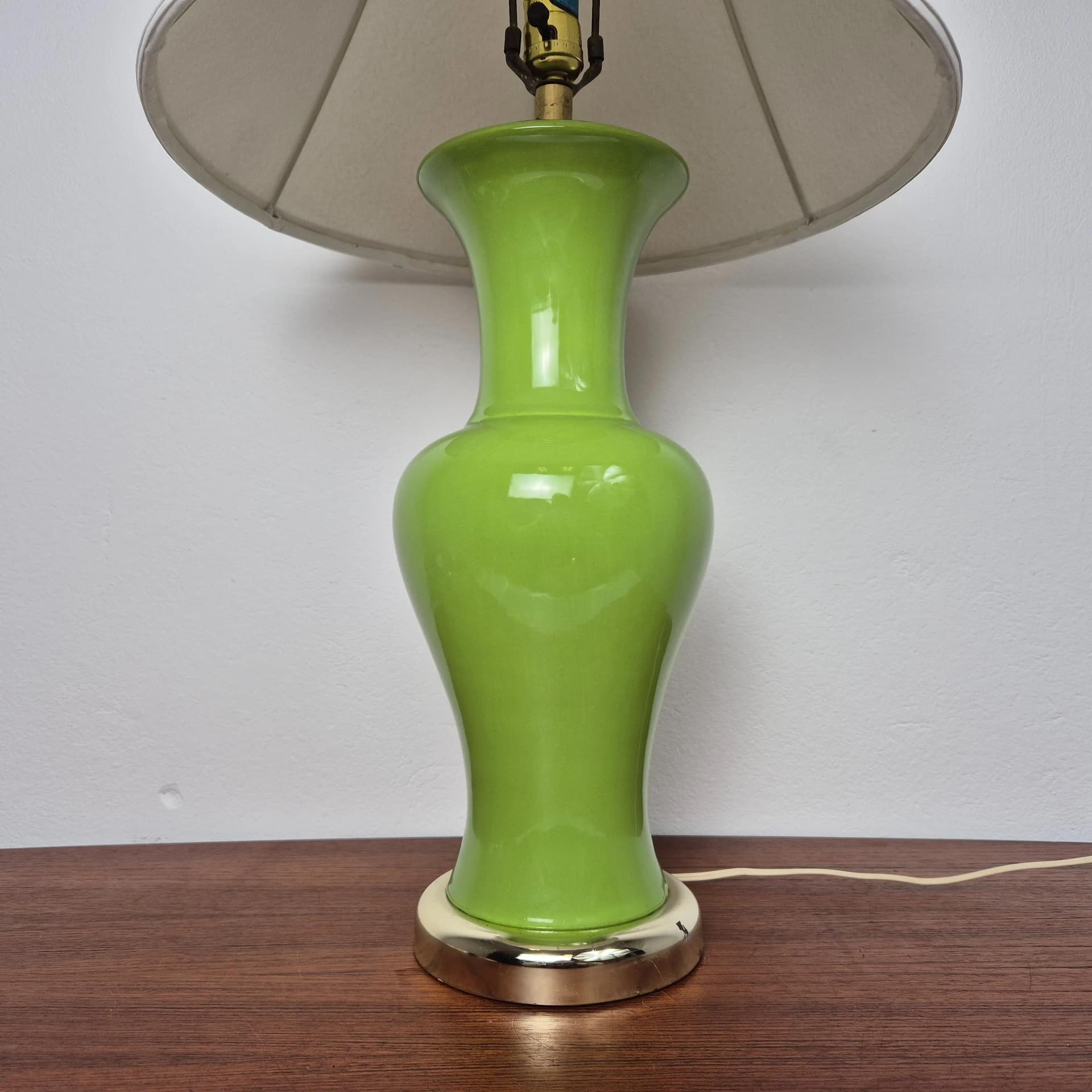 Lampa stołowa, zielona, ceramika, USA, lata 60. - 69166