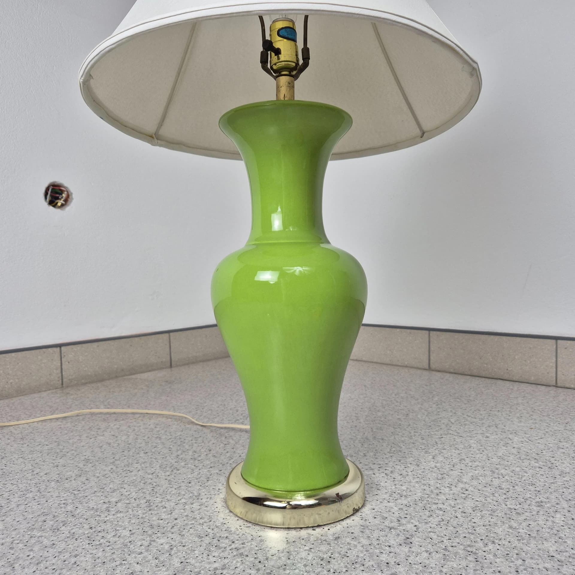 Lampa stołowa, zielona, ceramika, USA, lata 60. - 69168