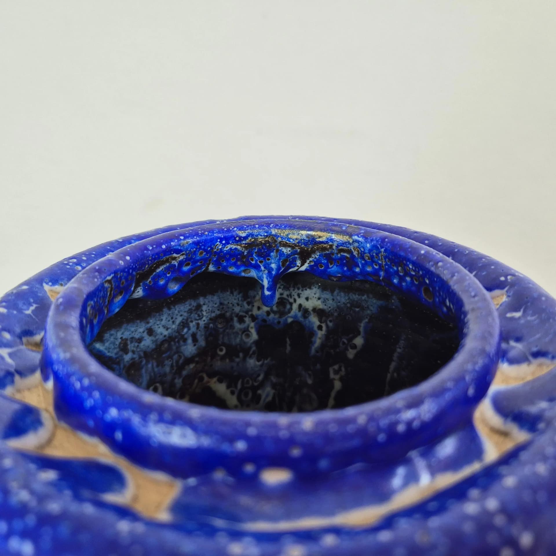 Wazon fat lava, ceramika niebieska, Kunsttöpferei Unterstab Langenhessen, Niemcy, lata 60. - 69125