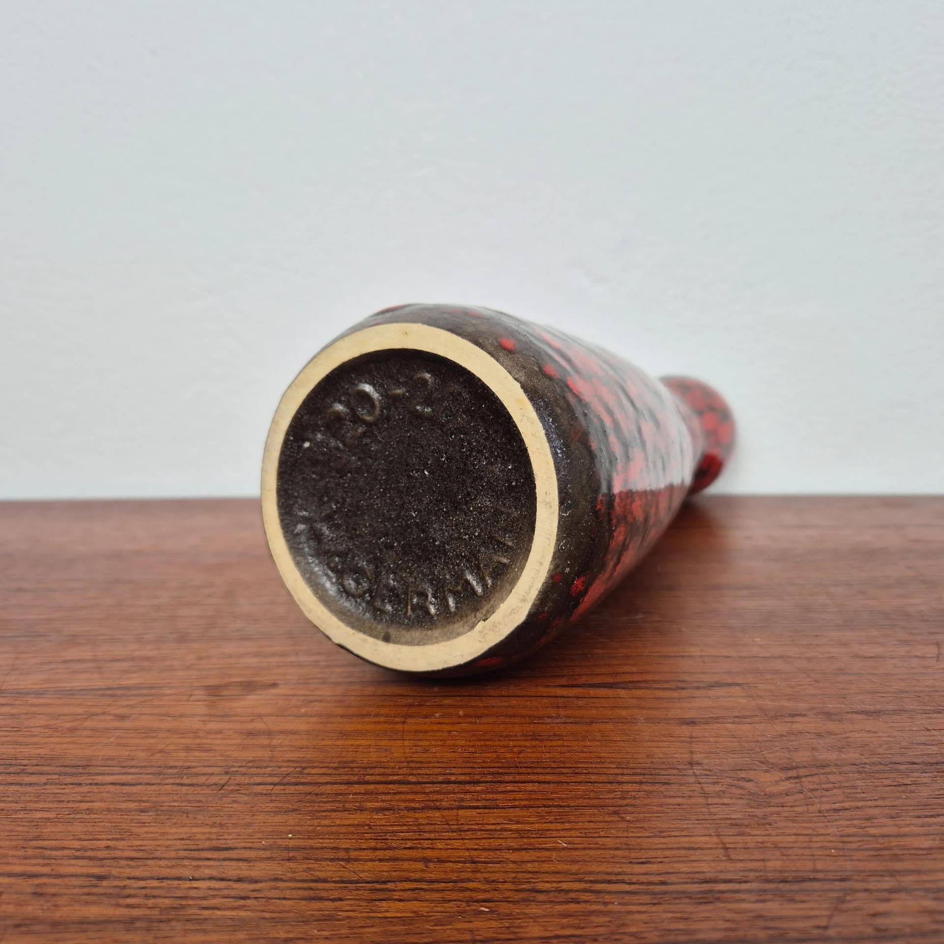 Wazon fat lava, ceramika czerwona czarna, Scheurich, Niemcy, lata 60. - 69033