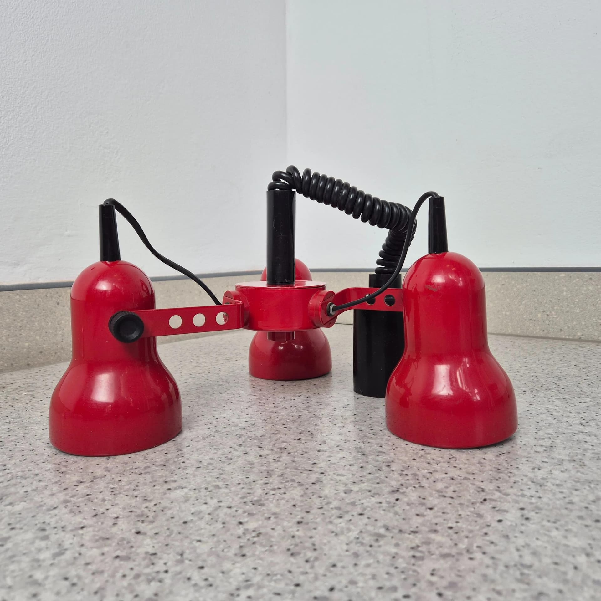 Lampa wisząca, czerwona, metal, Hustadt Leuchten, Niemcy, lata 80. - 69003