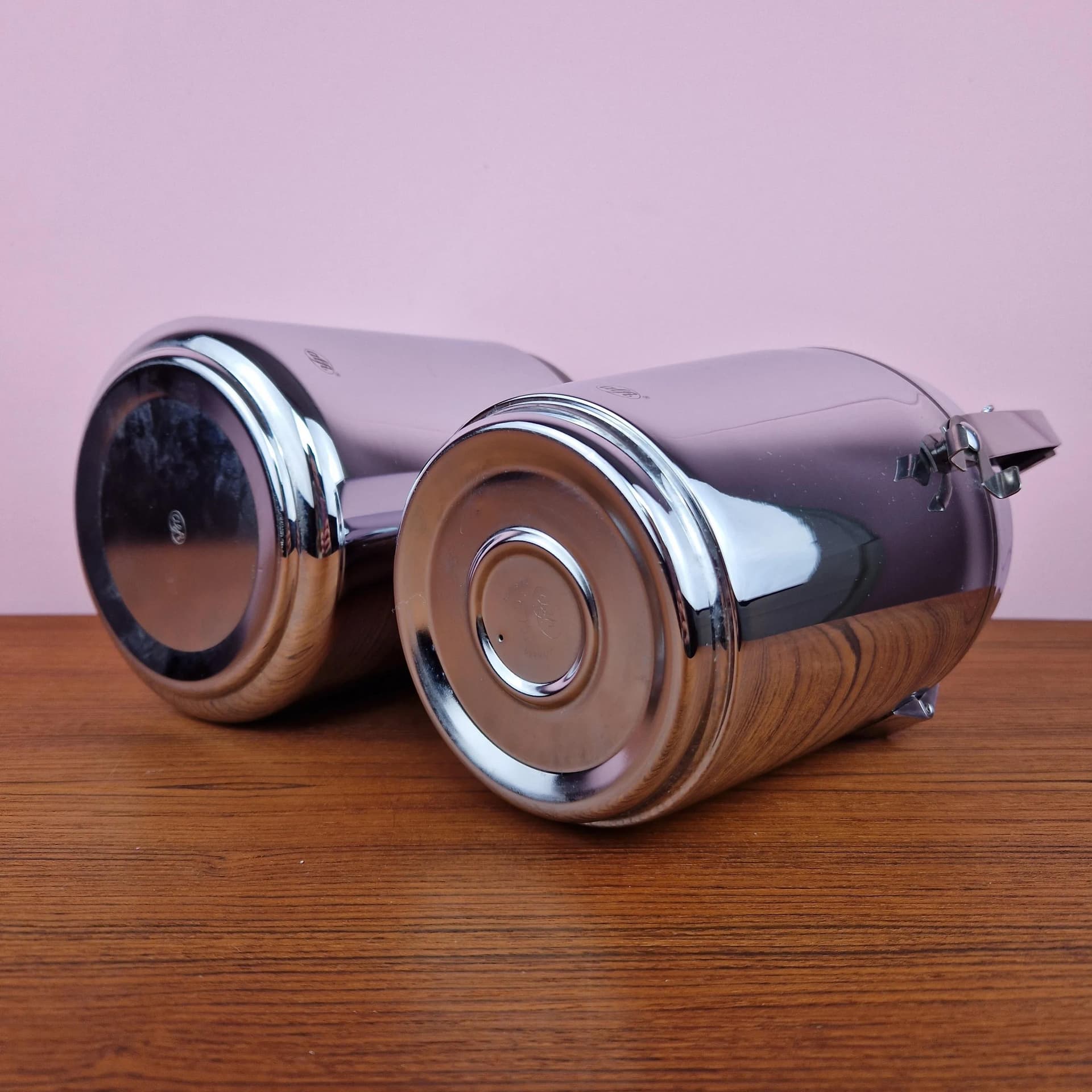 Zestaw pojemników na lód i cooler, chrom szkło, Alfi, Niemcy, lata 70. - 68918