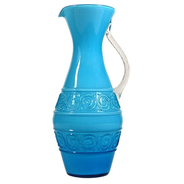 Błękitna karafka ze szkła, Empoli, Włochy, lata 60. - WYMIARY