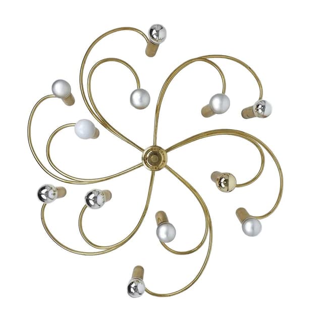 Lampa sufitowa Helestra, mosiądz złoty, proj. H. W. Hegger, Niemcy, lata 70. - WYMIARY