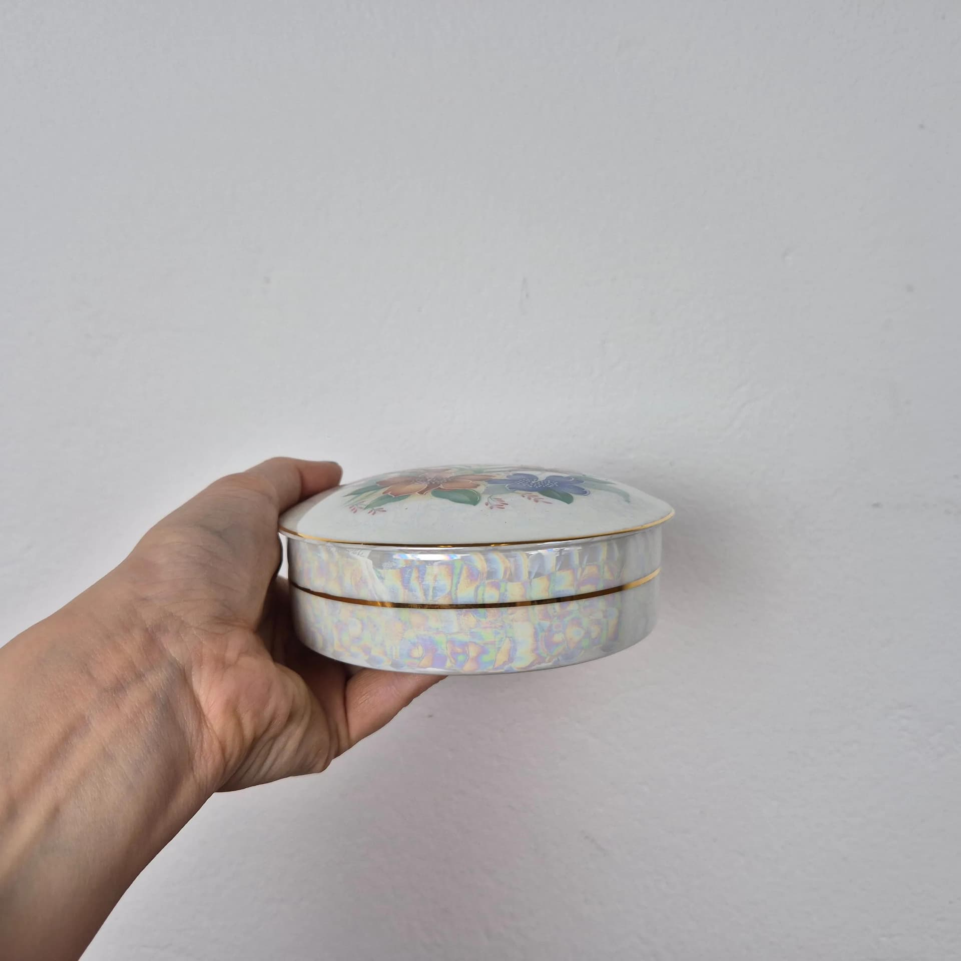 Puzderko, Limoges, porcelana multikolor, Francja, lata 60. - 68880