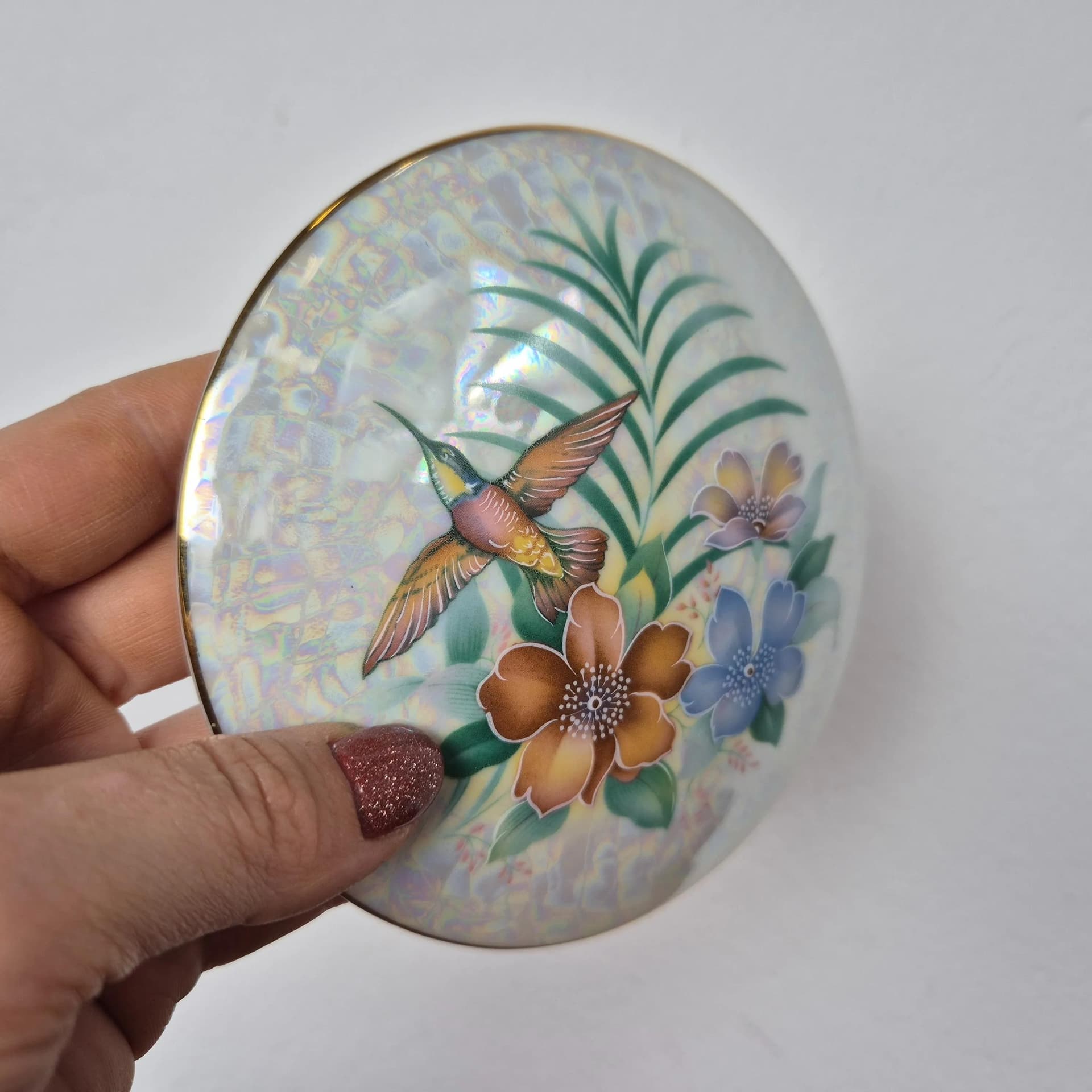 Puzderko, Limoges, porcelana multikolor, Francja, lata 60. - 68879