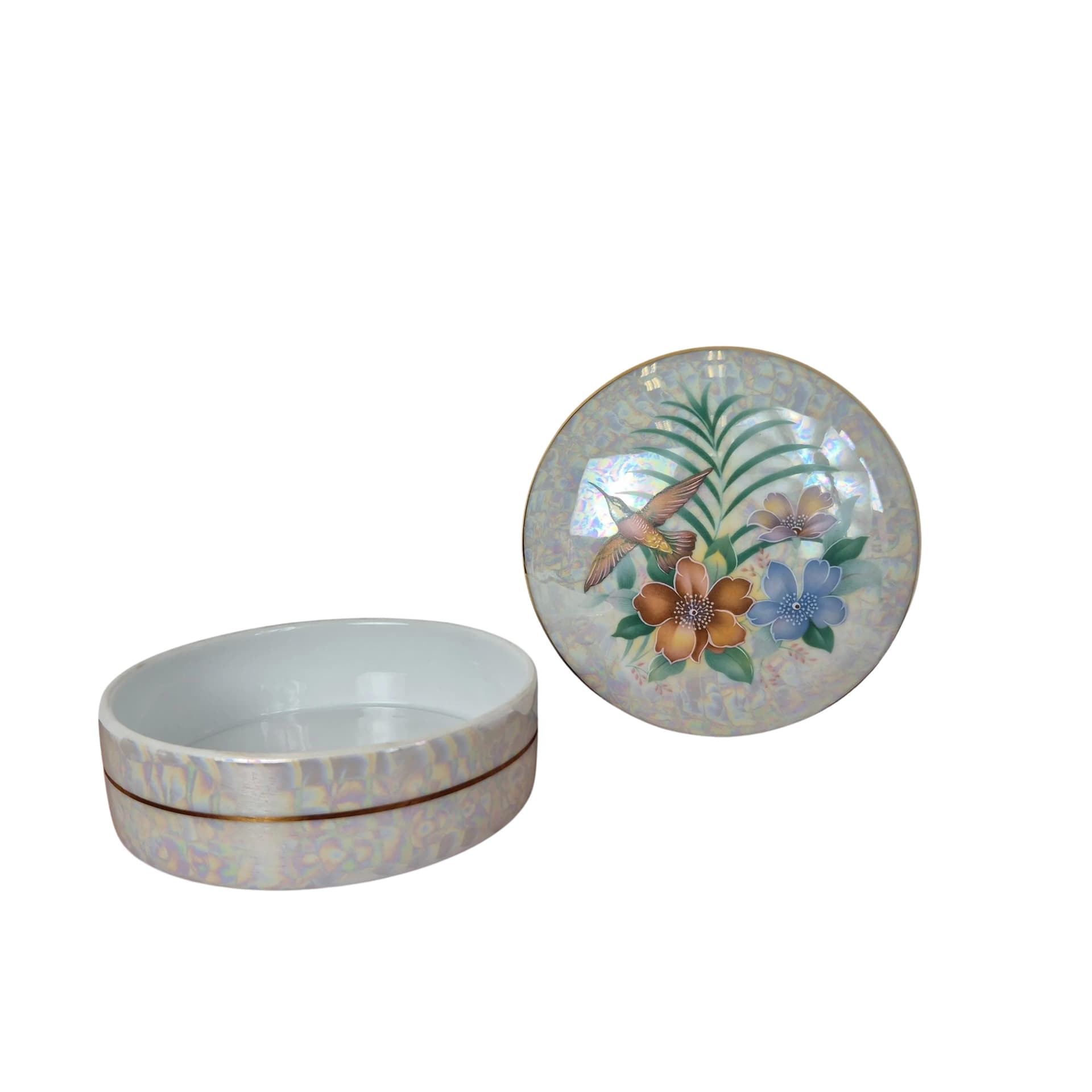 Puzderko, Limoges, porcelana multikolor, Francja, lata 60.