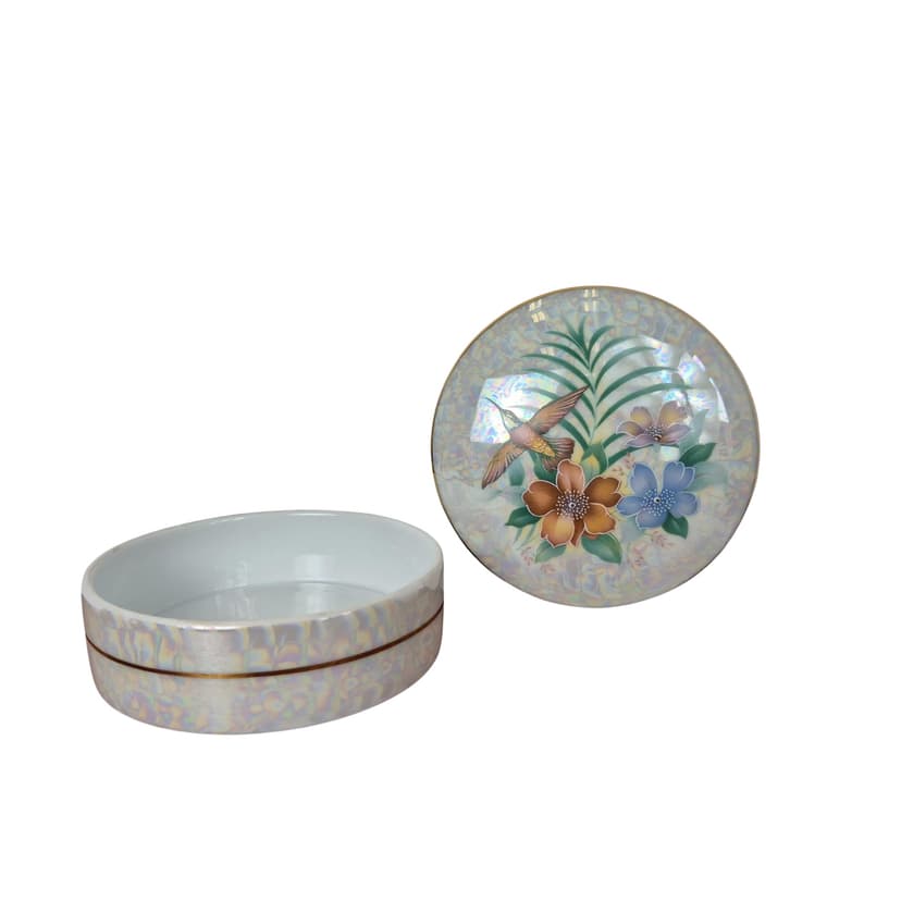 Puzderko, Limoges, porcelana multikolor, Francja, lata 60.