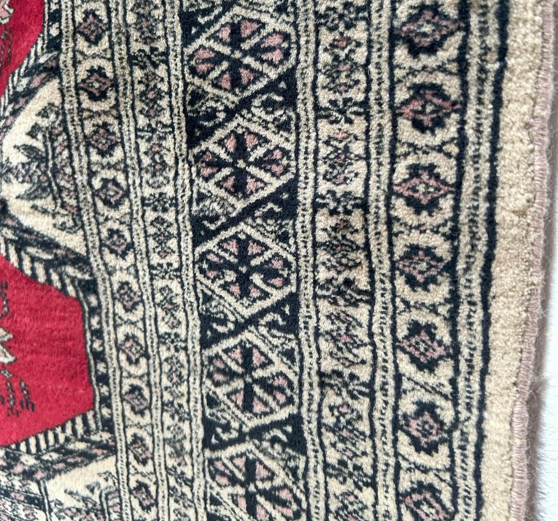 Dywan kaszmirowy, 127x187 cm, czerwony, wełna, Pakistan, lata 70. - 69573