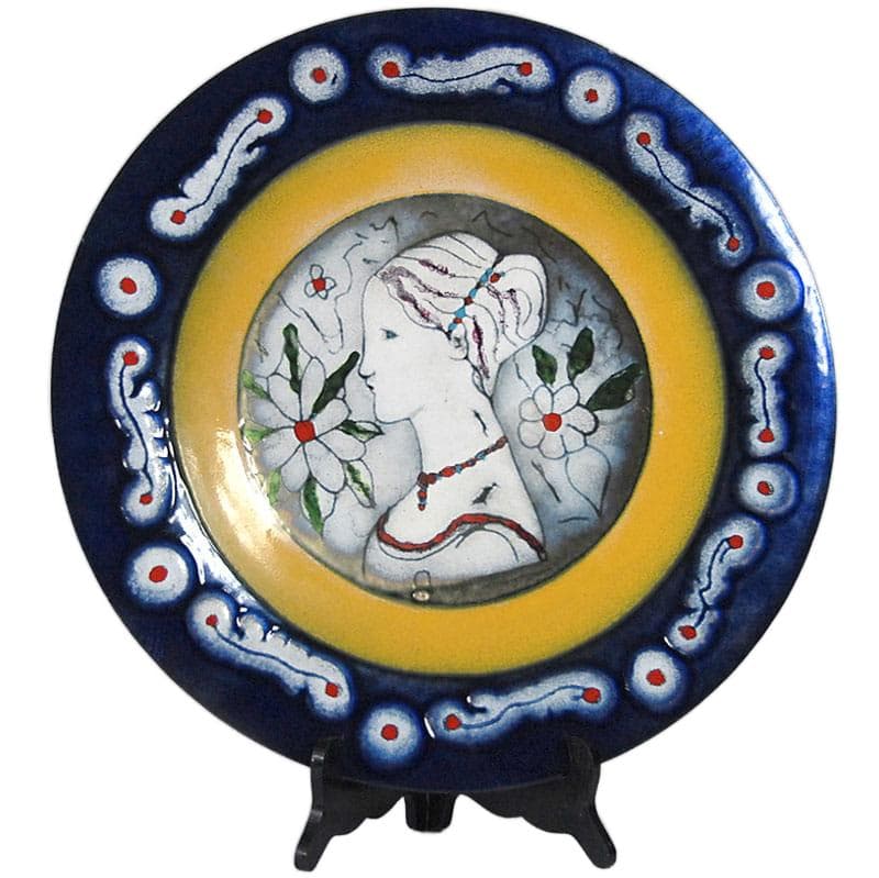 Niebieska patera miedziana emaliowana, Atelier Cellini, Włochy, lata 60. - 5825