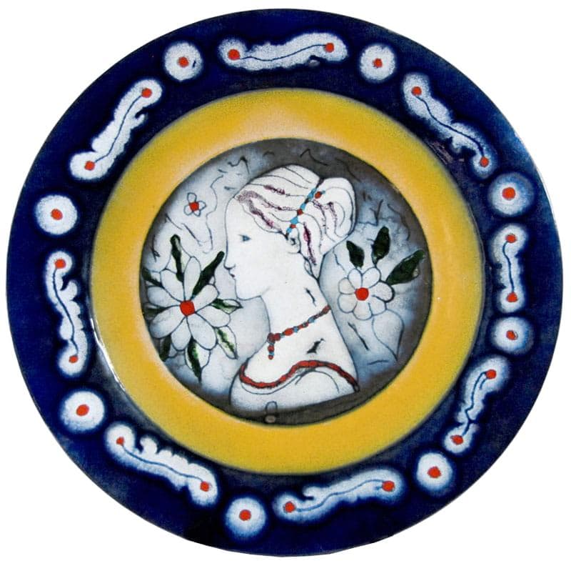 Niebieska patera miedziana emaliowana, Atelier Cellini, Włochy, lata 60.