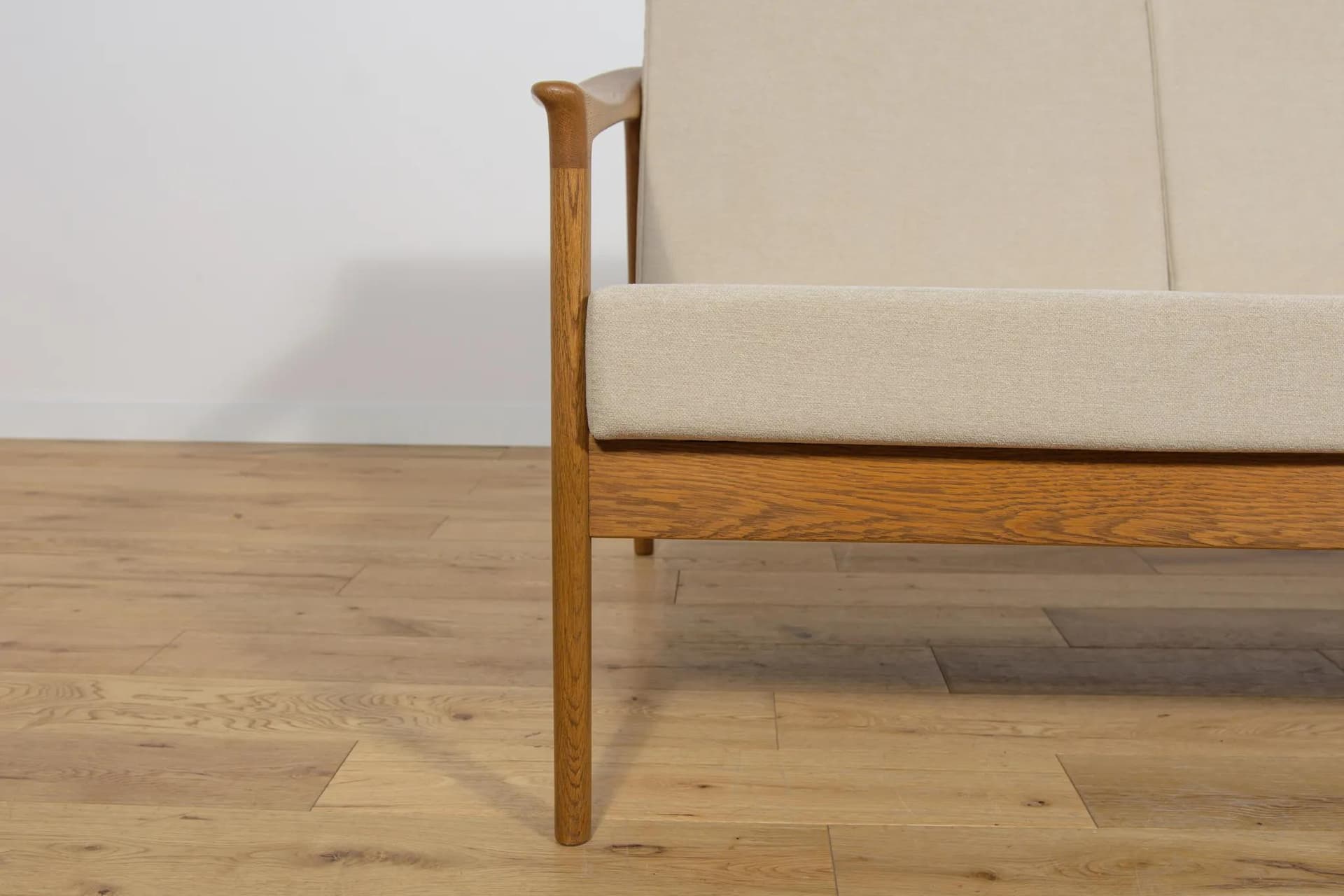 Sofa Monterey, beżowa, dąb, proj. F. Ohlsson, Szwecja, lata 60. - 72178