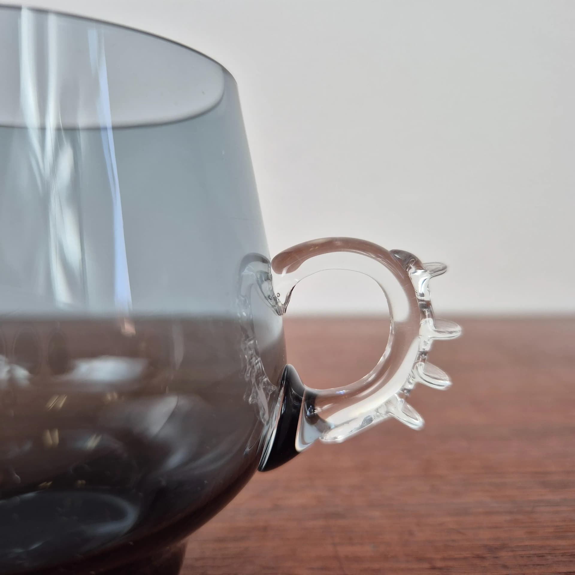 Komplet sześciu szklanek Atlantis, szkło szare, proj. P. Lütken, Holmegaard, Dania, lata 80. - 73173