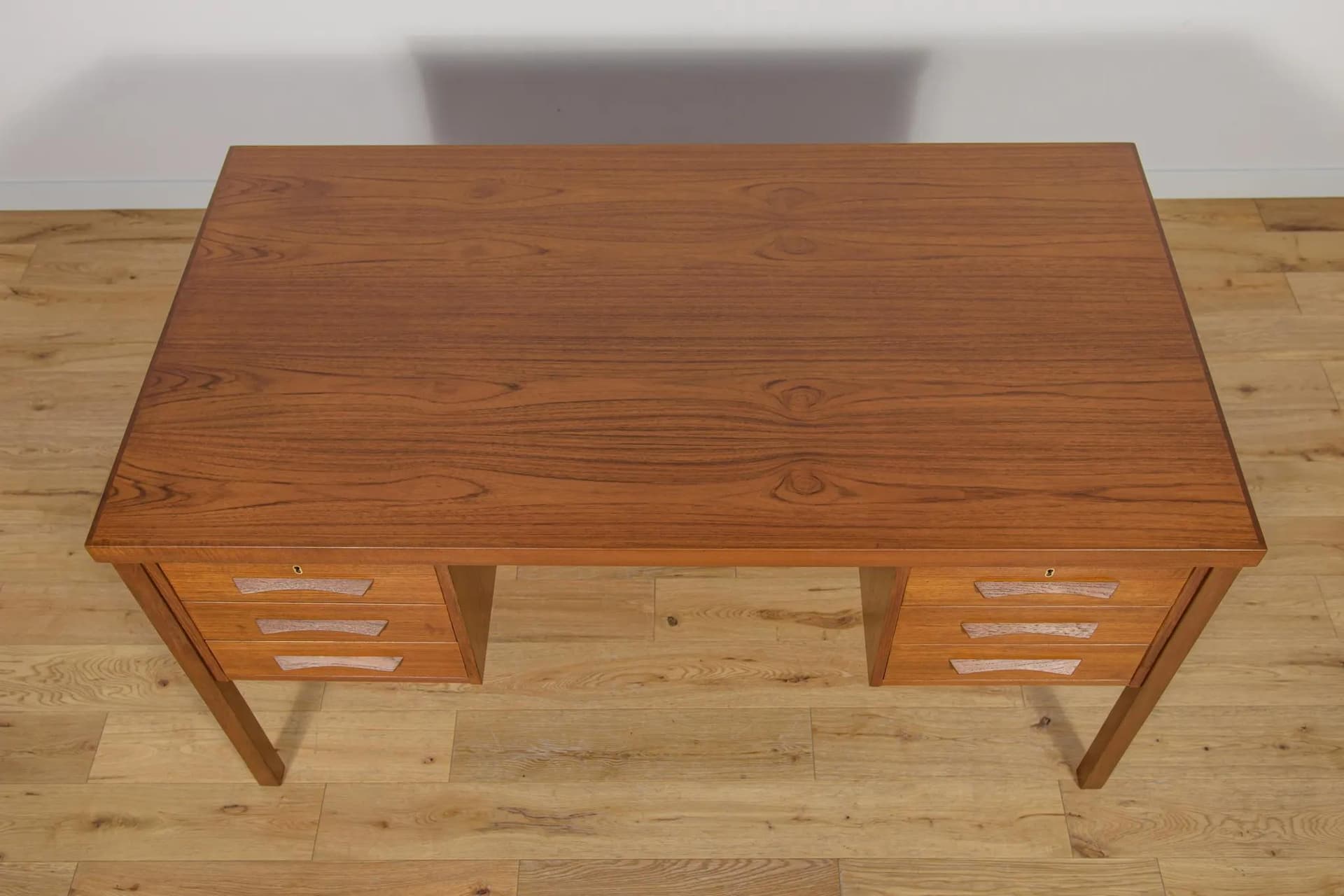 Biurko wolnostojące, teak brązowy, Dania, lata 60. - 72107