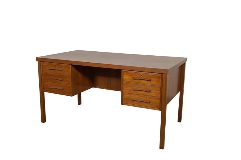 Biurko wolnostojące, teak brązowy, Dania, lata 60.