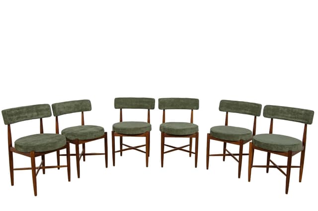 Set of six chairs, green teak, by I. Kofod-Larsen, for G-Plan, United Kingdom, 1960s. - DIMENSION