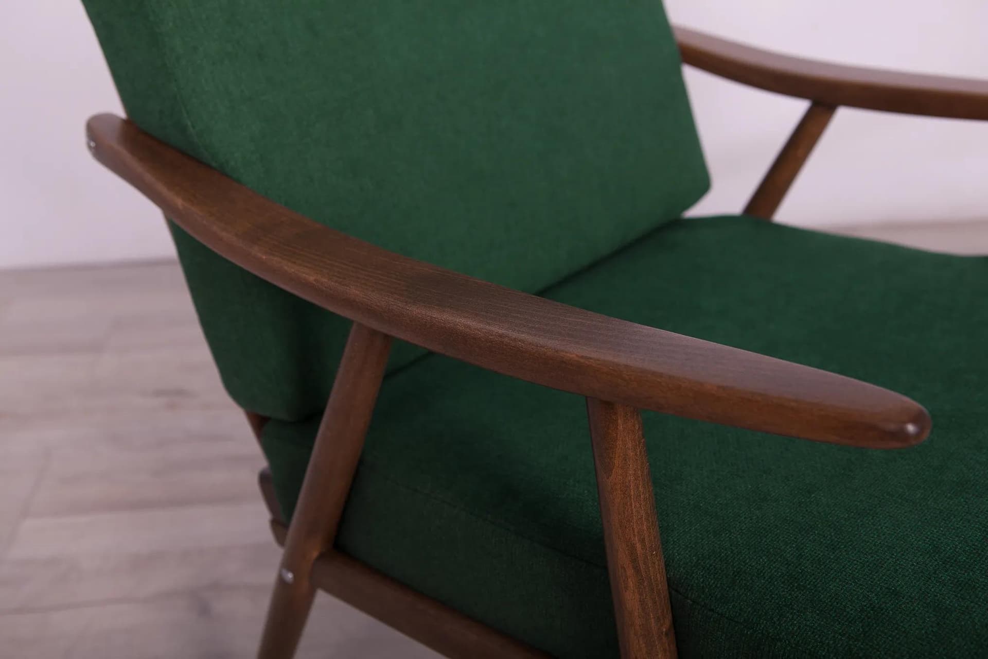 Armchair, bottle green, beech walnut, TON, Czechoslovakia, 1960s. - 71948