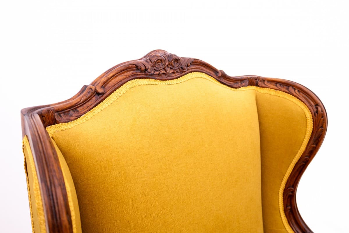 Musztardowe fotele uszaki, Francja, lata 20. - 50154