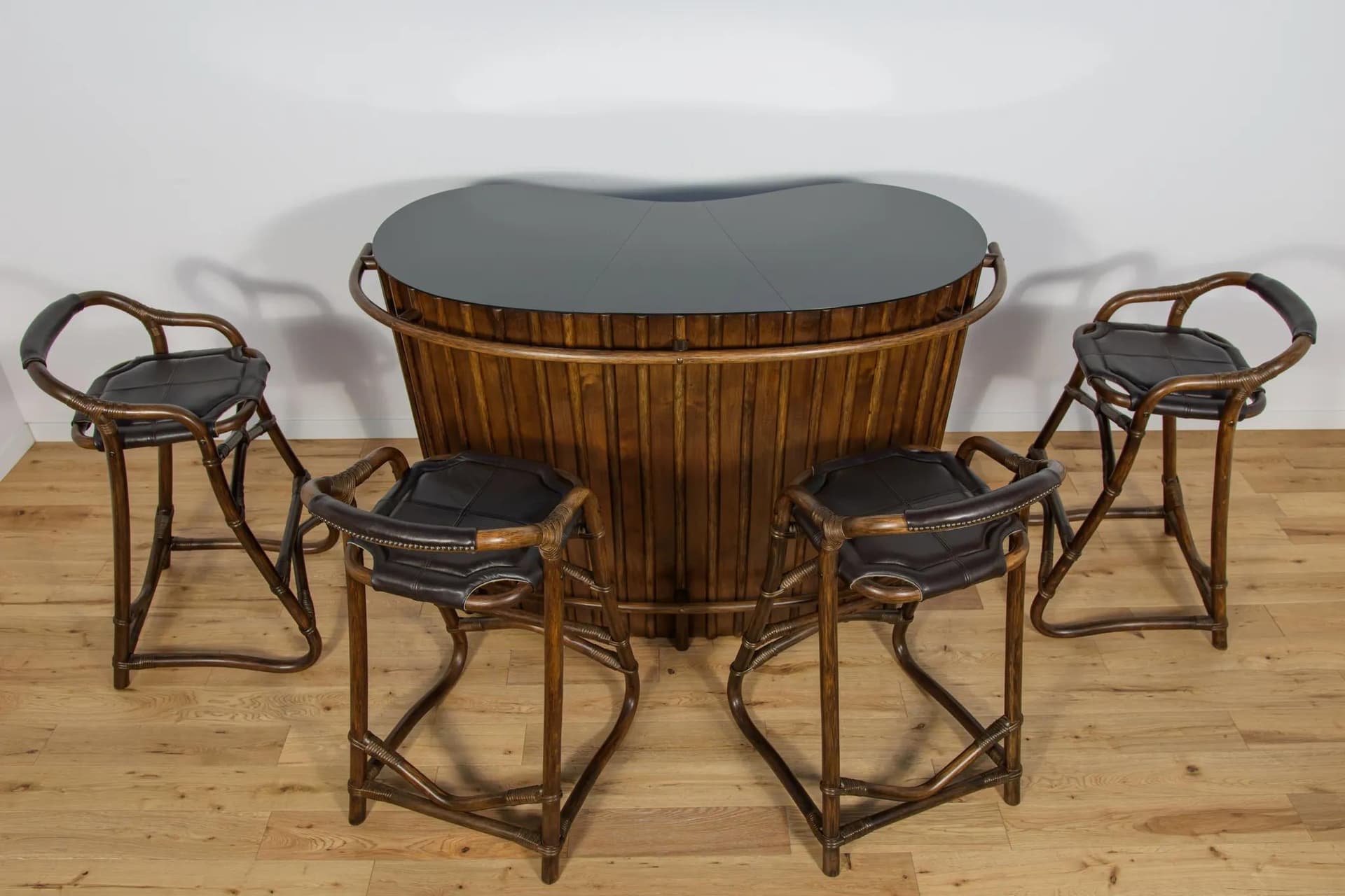 Bar koktajlowy tropikalny, brązowy, bambus, Francja, lata 60. - 71926