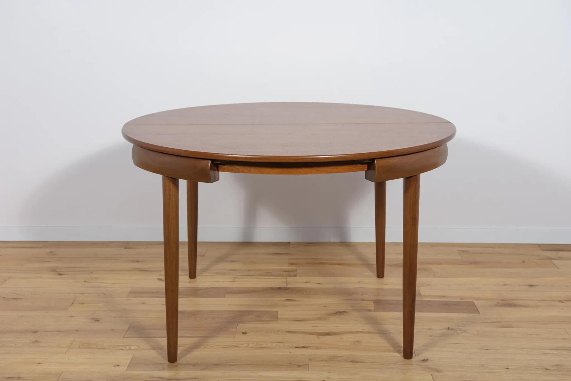 Zestaw jadalniany, teak brązowy, skóra naturalna czarna, proj. H. Olsen, Frem Røjle, Dania, lata 60. - 71850