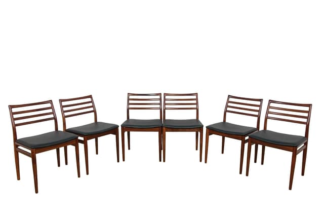 Set of six chairs, brown rosewood, by E. Torvits, Denmark, 1960s. - DIMENSION