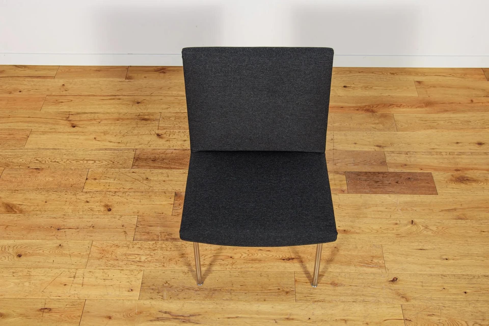 Set of Four Airport Armchairs AP-38, black wool, chrome steel, by H. J. Wegner, Denmark, 1950s. - 71736